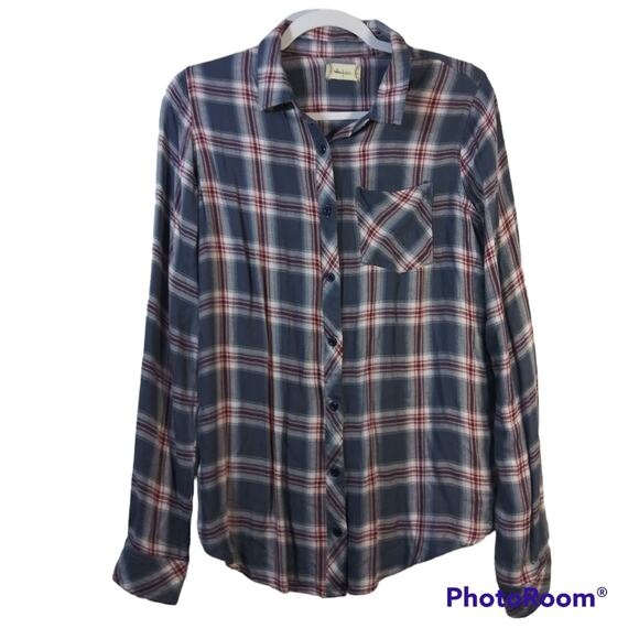 Altar'd State Tops - Altar'd State Peri Pink Plaid Flannel Top Size Small